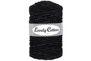 BLACK - SILVER - cotton cord 5mm