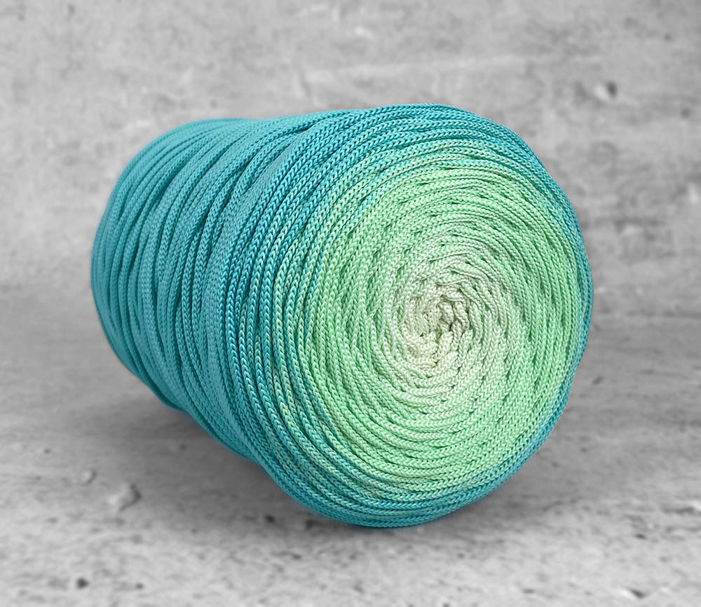 OMBRE TURKUSOWA LAGUNA / MIĘTOWY / PISTACJOWY - sznurek poliestrowy 5mm