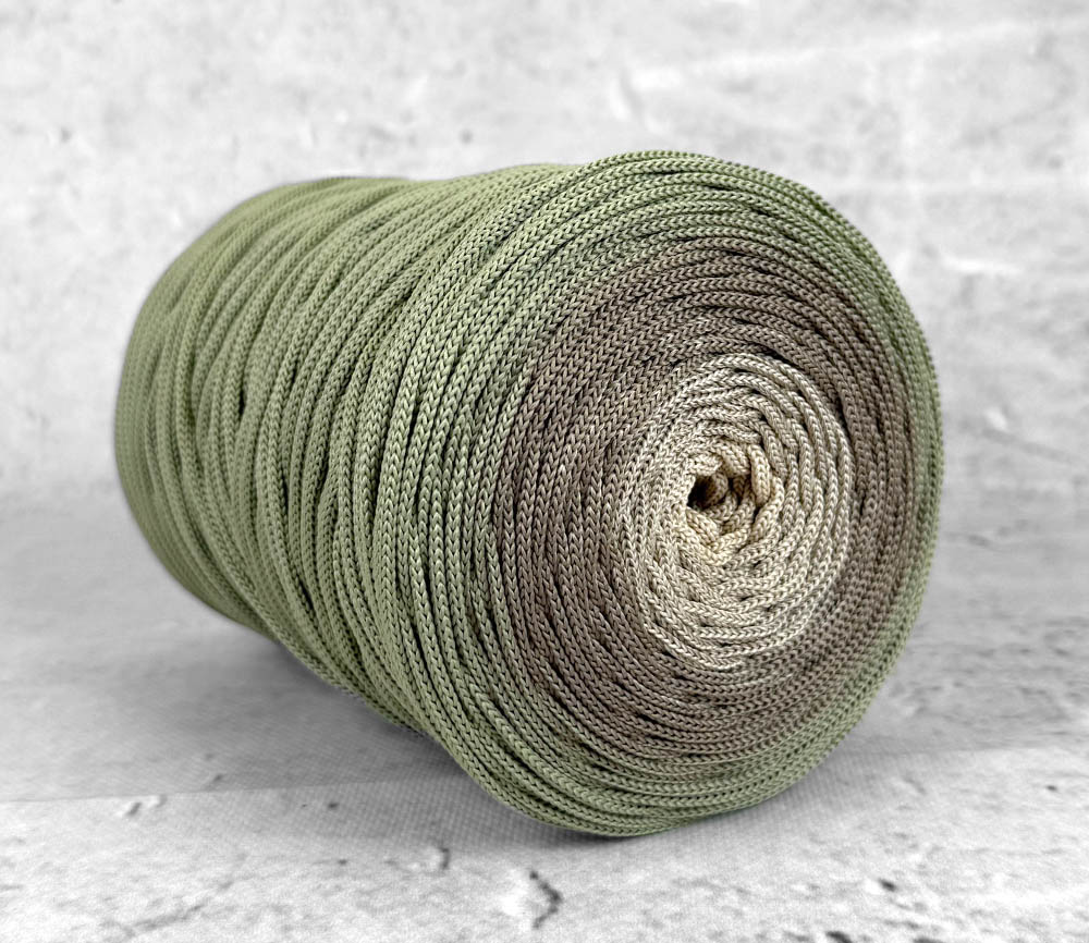OMBRE OLIWKOWY / MOKKA / PIASKOWY - sznurek poliestrowy 5mm
