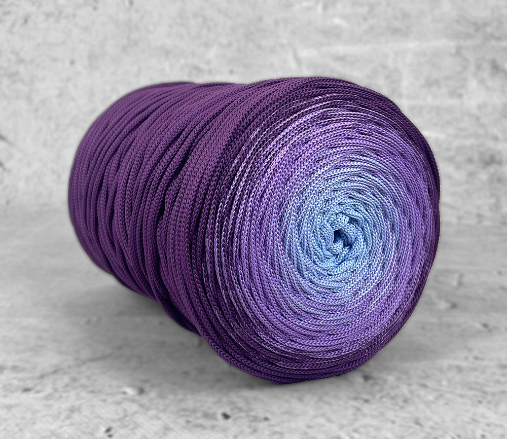 OMBRE ŚLIWKOWY / LILA / BŁĘKITNY - sznurek poliestrowy 5mm