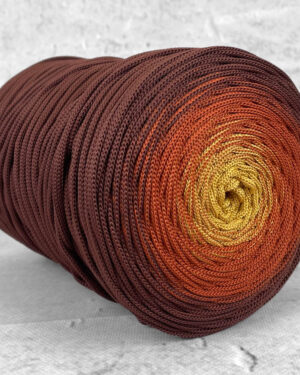 OMBRE MAHONIOWY / CEGLANY / MUSZTARDOWY - sznurek poliestrowy 5mm